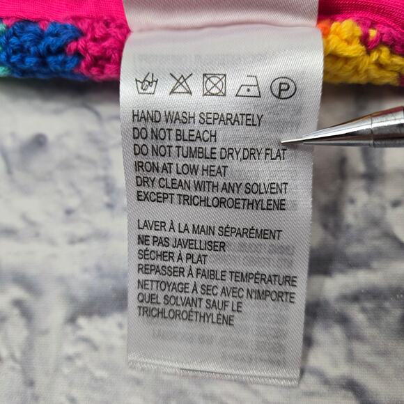 NWT Farm Rio Rainbow Crochet Bikini Top Pink Picnic Green Picnic size Medium - Picture 11 of 16